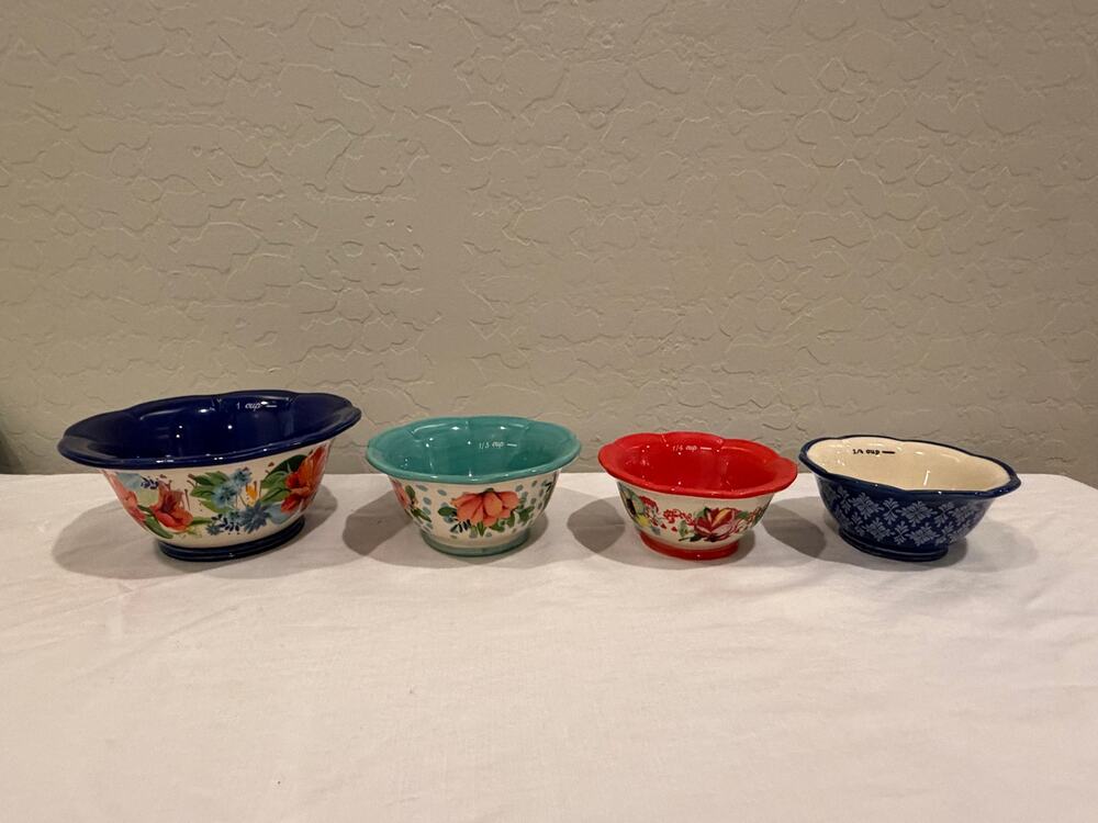 The Pioneer Woman Floral Stoneware Nesting Measuring Bowls Set of 4